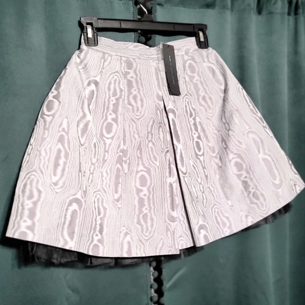 NWT Marc By Marc Jacobs Gray Swing Skirt With Black Tulle Underlay- Size 0/XS